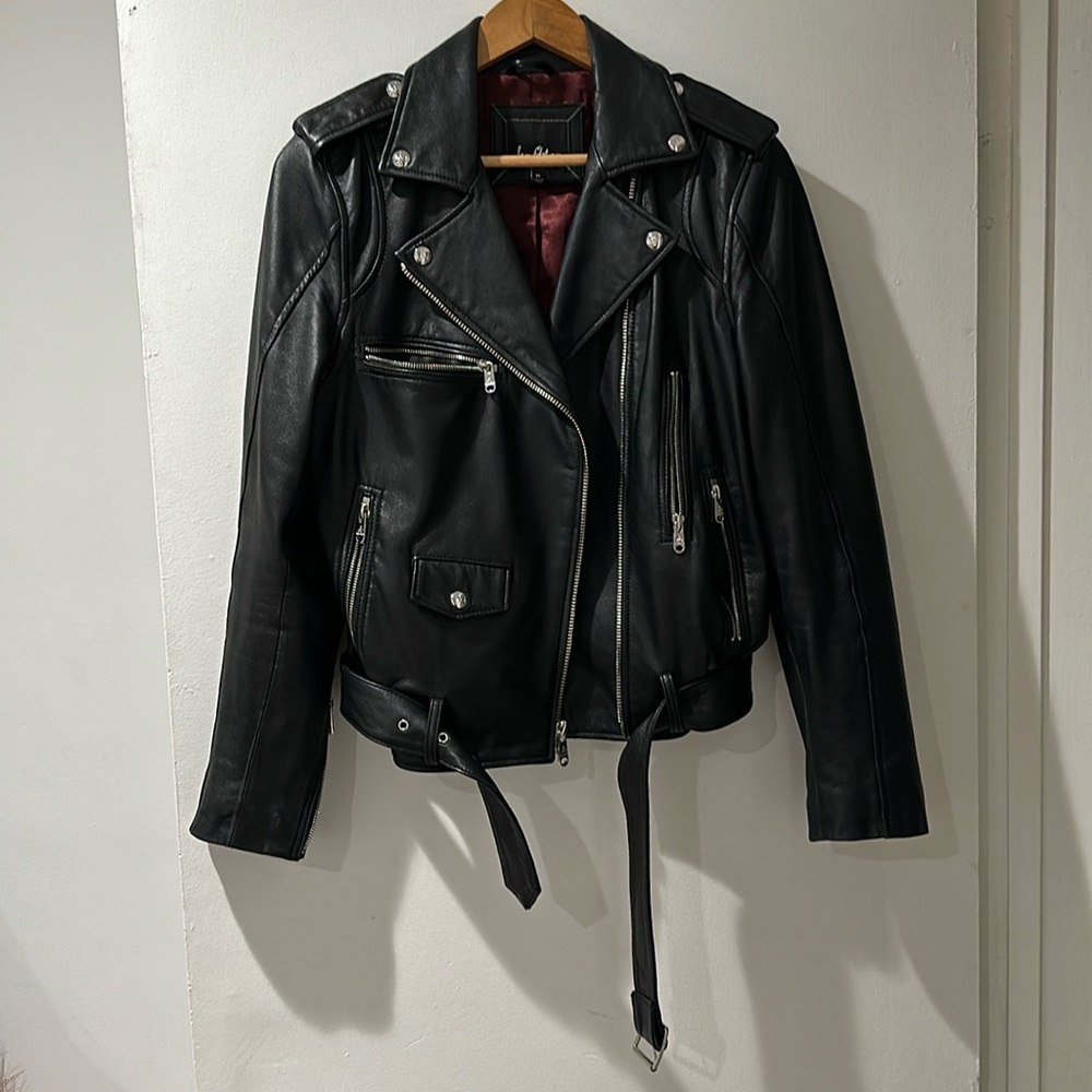 Sam Edelman Fitted Black Leather Jacket - Size M